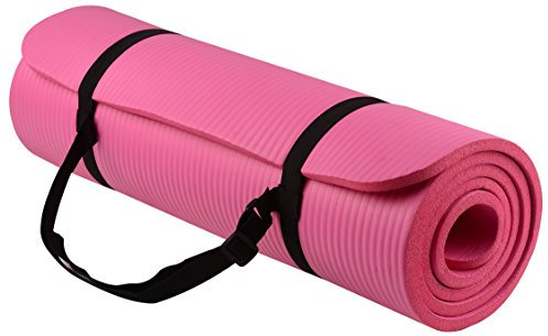 Fitvids Allzweck-Yogamatte mit Tragegurt, extra dick, hohe Dichte, reißfest, 1,27 cm, Rosa