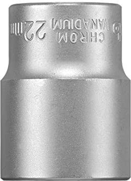 kwb 22 mm Kraft-Steckschlüssel-Einsatz aus CV-Stahl (Antrieb: 1/2 Zoll Innenvierkant, Wellenprofil, Ecken gerundet, Schonung der Kanten, matt verchromt)
