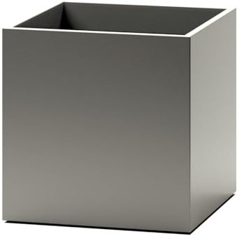 Casa Mina Pflanzkübel groß außen - Fiberglas Blumenkübel viereckig - Premium Blumenkasten für Draußen - Blumenkübel Frostsicher - Blumenkasten für den Garten - Cube Hochglanz Grau - 50x50x50cm