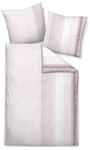 Janine Mako Satin Bettwäsche 2 teilig Bettbezug 135 x 200 cm Kopfkissenbezug 80 x 80 cm Messina 43056-05 mauve