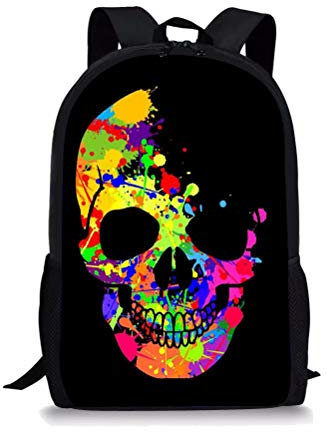 POLERO Kinderrucksack Kleiner Tagesrucksack für Kindergarten Wanderrucksack für Kinder mit Breiten und bequemen Gurten Totenkopf Print Design