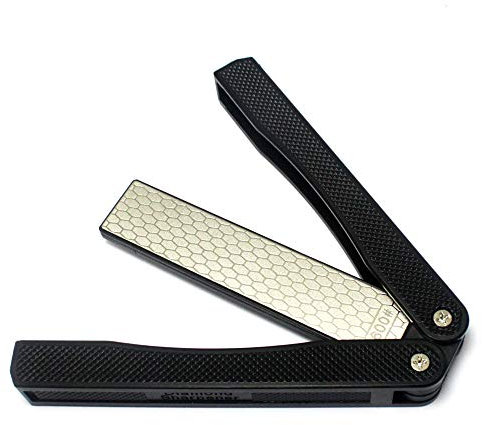 Oudtinz 400/600 Grit Pocket Knife Sharpener Pieghevole Diamond Knife Sharpener Doppio-Sided Sharpener Pietra per Outdoor Campeggio Giardino Cucina