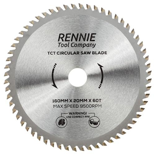 Rennie Tools - 160mm x 20mm Bore x 60T TCT Circular Wood Saw Blade. Fits Bosch Festool TS55 Makita Ryobi Dewalt Circular Saws etc, 160mm Circular Saw Blade Also Fits 165mm Circular Saws