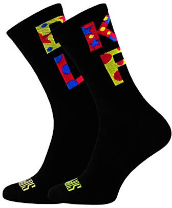SUPPORT Herren Radsocken atmungsaktive Technologie rutschfeste Faser Unisex lustige Muster Radfahrer Zubehör für Wandern Laufen Klettern Radfahren Essentials, Bike Life, Größe 42-44 EU
