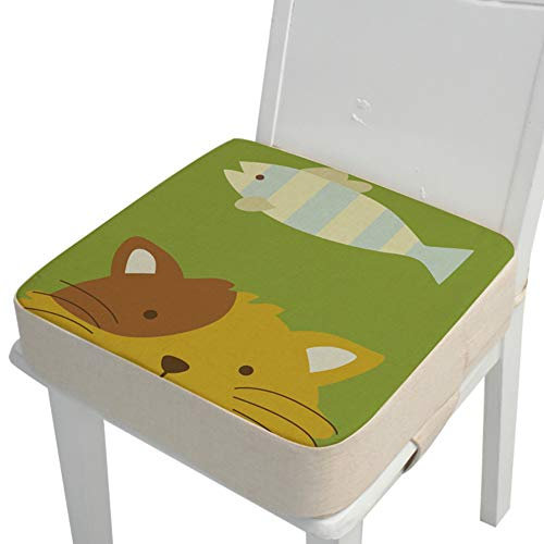 Kinder Sitzkissen Sitzerhöhung Stuhl, Fansu Baby Tragbar Sitzkissen Cartoon Design Quadratische Verstellbar Zerlegbar Kleinkinder Esszimmerstuhl ErhöHen Pad Esszimmer Boostersitze (Katze,40*40*10cm)
