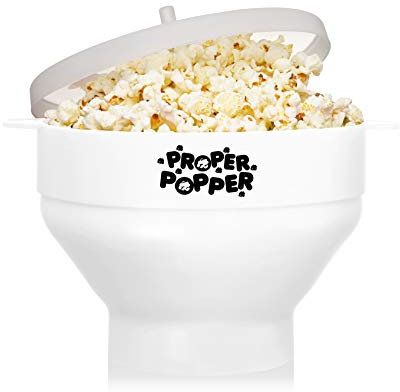 Microwave Popcorn Mold, Silicone Popcorn Mold, BPA Free Collapsible Bowl Dishwasher Safe (White)