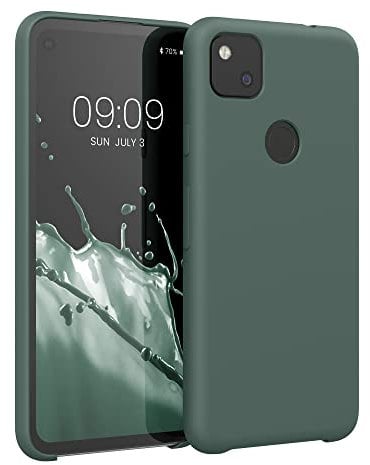 kwmobile Hülle kompatibel mit Google Pixel 4a Hülle - Silikon Handy Case - Handyhülle weiche Oberfläche - kabelloses Laden - Blaugrün
