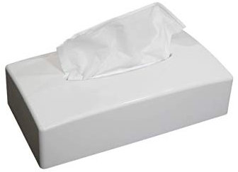 Scatola dispenser porta fazzoletti, MADE IN ITALY, in ABS riciclabile, 246x131x62mm, ideale per bagno, salotto, hotel e casa, completo di viti e biadesivo per fissaggio a parete (rettangolare bianca)