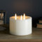 Lights4fun 3 Wick TruGlow® Large Battery LED Flameless Pillar Candle Real Ivory Wax Timer 10cm