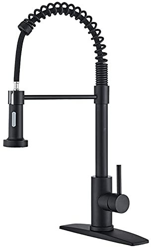 Rubinetto Da Cucina, Miscelatore Da Cucina in Acciaio Inox Miscelatore Monocomando Per Lavello Da Cucina Con Doccetta Estraibile Miscelatore Girevole A 360° Con Doppia Funzione,Nero