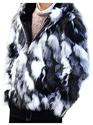 Celucke Pelzmantel Herren Kunstpelz Mantel mit Kapuze Plüsch Strickjacke Winterjacke Warme Felljacke Pelz Jacke Faux Fur Pelzjacke Fellmantel Wolljacken
