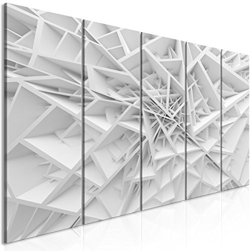 murando Cuadro Acústico 3D Efecto 200x80 cm espuma acústica absorbe el sonido aislamiento lienzo de 5 piezas Decoración de Pared Gris Blanco a-B-0039-b-m