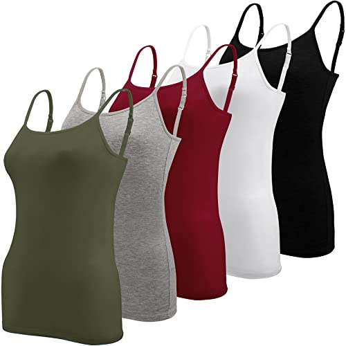 BQTQ 5 Pièces Débardeur Femme Extensibles Tank Top Basique Caraco Classics Débardeur pour Femme et Fille
