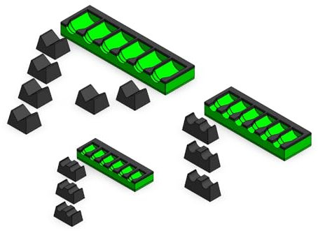 3D Tool Trays MagAttach Socket Extension Organizers (3 Piece Set, Green/Black)