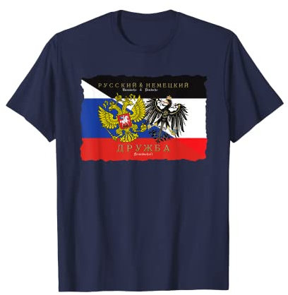 Russland & Deutschland Freundschaft Flaggen Wappen mit Adler T-Shirt