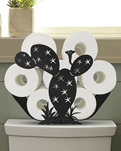 Support de papier toilette en forme de cactus, support de papier toilette décoratif amusant pour rouleaux supplémentaires, support de 8 rouleaux de papier toilette en métal noir