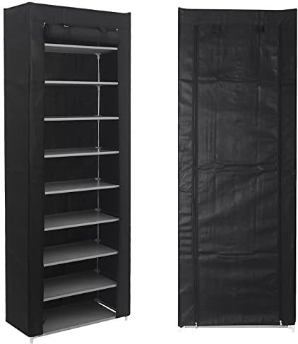 Rainberg Zapatero de 10 Niveles con Cubierta a Prueba de Polvo, Armario de Almacenamiento de Zapatos, Organizador de Zapatos, fácil de Montar, soporta hasta 25-30 Pares (158 cm de Alto x 58 cm de
