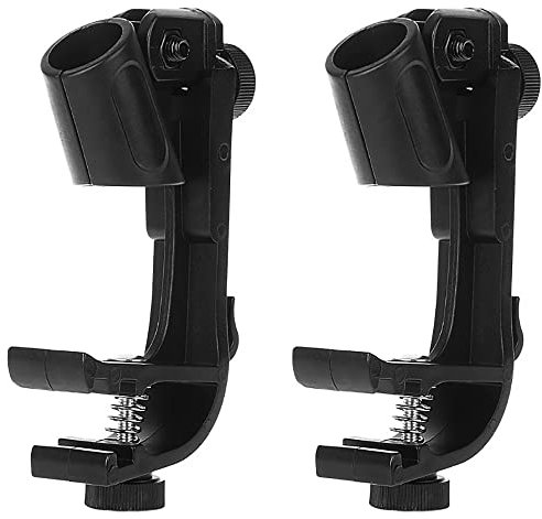 VOANZO 2PCS Adjustable Microphone Clips Bass Drum Mic Stand Shockproof Drum Mic Holder for Shockproof Musical Instrument Supplies -Black