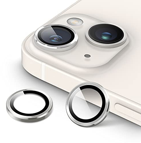 JETech Kameraschutz für iPhone 14 6,1 Zoll und iPhone 14 Plus 6,7 Zoll, 9H Panzer Schutz Glas Folie Individuelle Ring aus Metall, HD Klar, 1 Set (Polarstern)