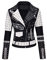 RISISSIDA Frauen Kunstleder Jacke Nieten Frühling Herbst Winter Mode, Moto Biker Trendy Kleidung Streetwear Gürtel, 76 Schwarz-weiß, Small