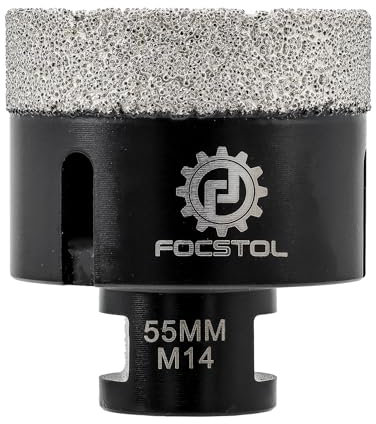 FOCSTOL Foret Diamant - 55mm Scie Cloche Diamant Brasée Sous Vide pour Porcelaine Carrelage Céramique Marbre Granit Quartz M14 Filetage