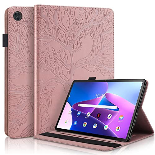 Succtopy Hülle für Lenovo Tab M10 3rd Gen 10.1 Zoll 2022 Folio Flip PU Leder Schutzhülle Lenovo Tab M10 3rd Gen Stifthalter Stand Wallet Cover Case Tablet Hülle TB-328FU/TB-328XU Roségold