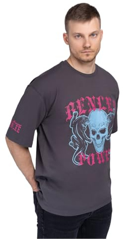 BENLEE Herren T-Shirt Oversize Pantera Anthracite/Magenta/Sky Blue L 190766