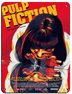 FUKITT Pulp Fiction Film-Poster, Blechschild, Vintage-Metall, Pub, Club, Café, Bar, Zuhause, Wandkunst, Dekoration, Poster, Retro, 2x30x40 cm