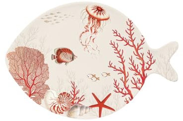 Easy Life Servierplatte Speiseteller REEF Korallen in Fischform 27x19cm