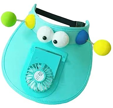 Amagogo Sonnenblende-Hut mit Ventilator, 2-in-1-Lüfter-Visier-Hut, Outdoor-Kappen, 3 Stufen der Windgeschwindigkeit, Sonnenhut, eingebauter Ventilator, Blau