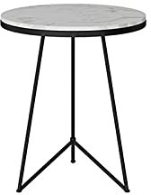 Marmor-Couchtisch, runder Beistelltisch für Zuhause, Goldener Rahmen, Kleiner Esstisch, Café, Hotel, Sofatisch, Balkon, Freizeit-Couchtisch (Größe: 50 x 50 x 60 cm, Farbe: B)