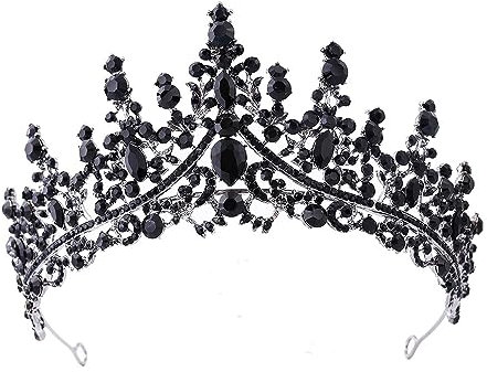 Hochzeit Braut Kristall Tiara Strasssteine Mädchen Haar Krone Prinzessin Stirnband Krone Haarschmuck für Hochzeit Verlobung Geburtstag Party Schönheitswettbewerb Bühnenauftritte,Schwarz