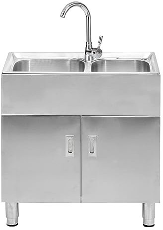 TRGCJGH Meuble bas en inox avec lavabo Armoire en inox évier Plonge Professionnelle Armoire sous Evier Inox (76X41X80cm/29.9x16.1x31.4in)