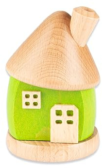 Holzwaren Egermann kleines rundes Räucherhaus aus Holz - Hübsches Rauchhaus in der Farbe: Grün - Maße: ca. 9 x 6 x 6 cm - Made in Germany