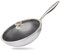 REISHUNGER Wok Premium in acciaio inox, diametro 28 cm, con coperchio in vetro, adatto a tutti i piani cottura, a induzione, struttura a nido d'ape con rivestimento antiaderente