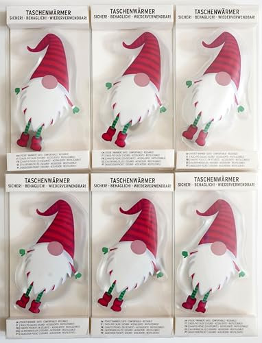 Cepewa Taschenwärmer Wichtel - Metall - Mehrfach nutzbar - Rot - Festive, Reusable - 4 Stück