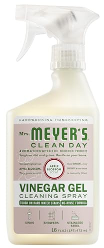 MRS. MEYER'S CLEAN DAY Vinegar Gel Cleaning Spray, Bathroom Use, No-Rinse Formula, Apple Blossom, 16 Fl Oz, Pack of 1