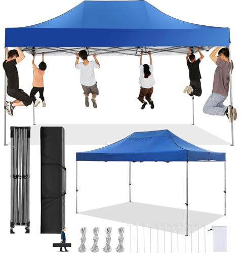 COBIZI Tonnelle Pliante 3x4,5 Imperméable,Tonnelle de Jardin Exterieur sans Parois Latérales,Barnum Pliant 3x4,5,Anti UV Tonnelle Tente pour Exterieur Plage Terrasse (3 par 4,5m Bleu)