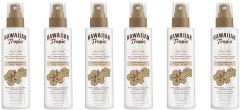 Hawaiian Tropic Self Tanning Water Light/M Selbstbräunungswasser für helle/mittlere Haut für Gesicht und Körper, 190 ml, 6 Stück