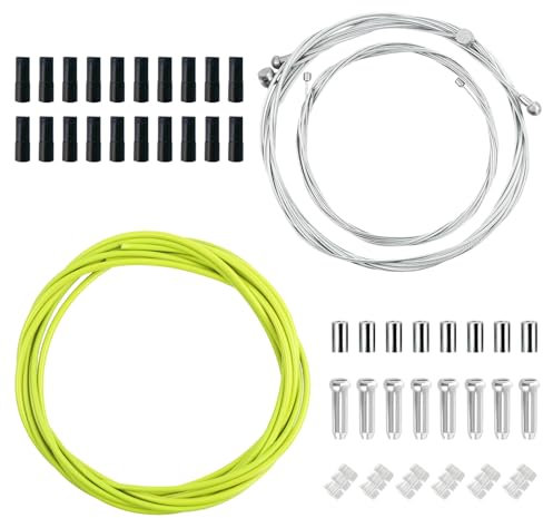 Cavo Freno Bicicletta Universale 2.5M, Guaina per Cavi Cambio Bici 2M, 1.1/1.7M Filo Freno Anteriore Posteriore, 1.55/2.1M Cavo Deragliatore, Kit Guaina Freni per Bici da Montagna da Strada (Verde)