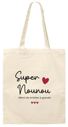 Kiribou Tote Bag Super Nounou Merci de m'aider à grandir – Un Cadeau Touchant pour une Nounou Exceptionnelle