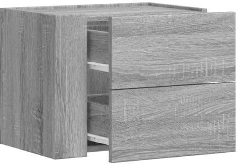 vidaXL Wand Nachttisch, Nachtschrank mit Stauraum Wandmontage, Nachtkommode Hängend, Nachtkonsole Wandschrank für Schlafzimmer, Grau Sonoma