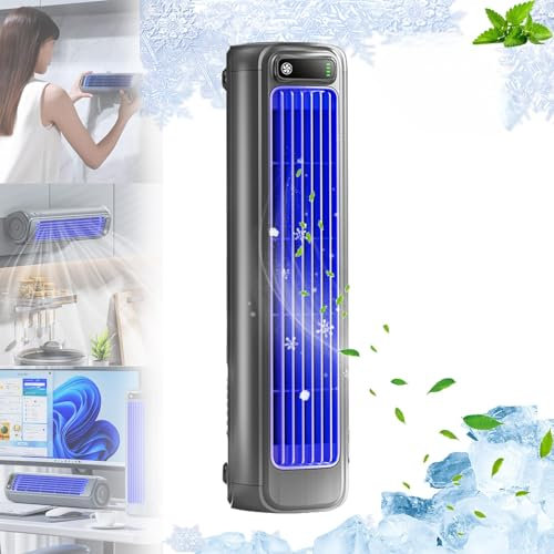 EHOTER Climatiseur Portable, Mini Refroidisseur d'air à 3 Vitesses, Serum Cooling Ace 3.0, Ventilateur De Refroidissement Silencieux pour Maison Chambre à Coucher Bureau (Gris)