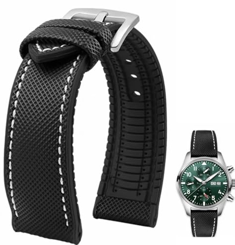 Danxancy FKM Kautschuk Nylon Uhrenarmband 20mm 21mm 22mm 23mm 24mm Fluorkautschuk Wasserdicht Weich Atmungsaktiv Langlebig FKM Kautschuk Uhrenarmband Universal Ersatzband Armband für Männer Frauen