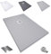 Plato de Ducha Antideslizante 70x130cm - Plato Ducha Resina Resistente a Agentes Químicos - Plato Ducha Antibacteriano - Incluye Rejilla Desagüe Ducha y Válvula Sifón Plato Ducha - Ral 7030 Cemento