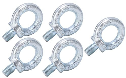 Naroote Boulon à œil d'épaule de Levage, Anneau de Levage Boulons à œil Filetés 5 Pièces Galvanoplastie Zinc Blanc Q235 Boulon à œil en Acier pour Industriel (#2)