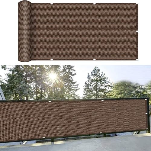 Pantalla para Balcón Protección de Privacidad 40 x 460 cm Protección UV, Resistente Al Vientoy Al Agua Pantalla de Privacidad para Balcones con Cuerda pour Balcon, Jardin, Marrón