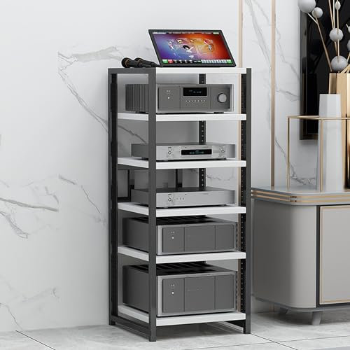 Generisch Support multimédia AV à 4 niveaux, support TV d'angle avec étagères réglables, centre de divertissement d'angle, idéal pour lecteur DVD, console de jeux