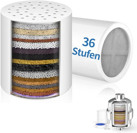 Raheem 2 filtros de ducha universales de 36 niveles, filtro de ducha para agua dura, elimina el cloro, metales pesados, cal, olores para la piel y el cabello saludable, cartucho de filtro de ducha de
