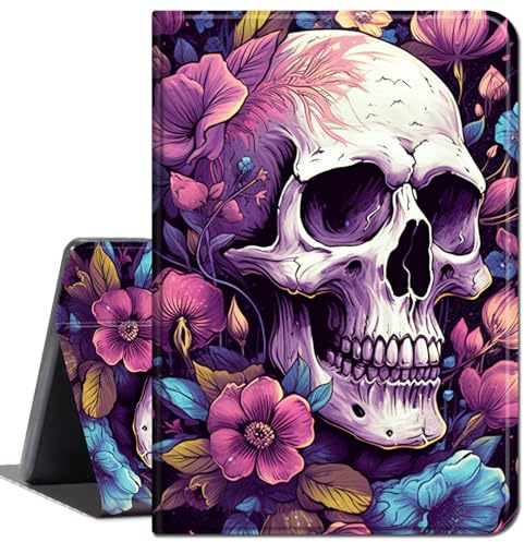 for Amazon Kindle Fire 7 case 2019/2017 Release 9th/7th Generation,Slim Lightweight Smart Shell Stand Cover with Auto Wake/Sleep for Amazon fire 7 Tablet 9th/7th Generation,Skull Red Flowers